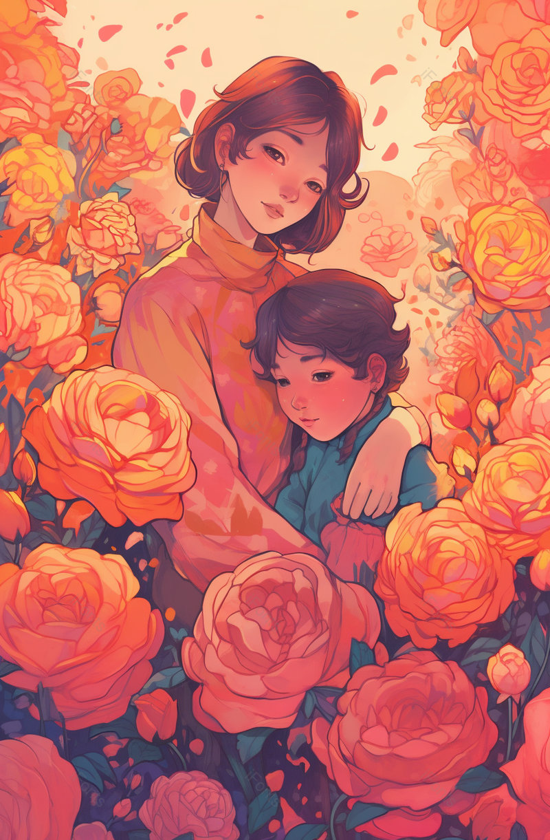 暖色系温馨画面母亲节5月10日背景图,插画/手绘图,插画/手绘图库,插画/手绘图下载,插画/手绘